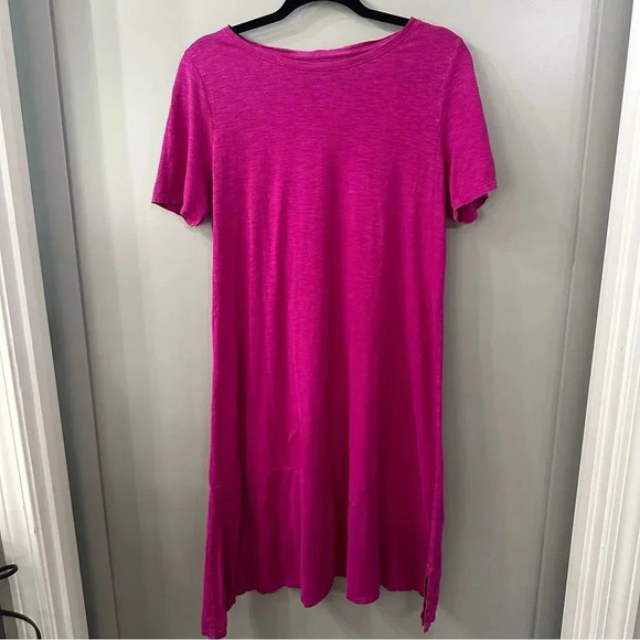 Eileen Fisher's A-line Dress Asymmetrical Hem Pink Hemp Cotton Size Medium - Picture 2 of 7